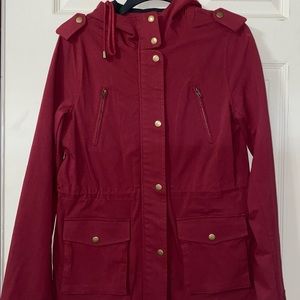 Eden Society Burgundy Hooded Cargo Jacket Size Small New with Tags